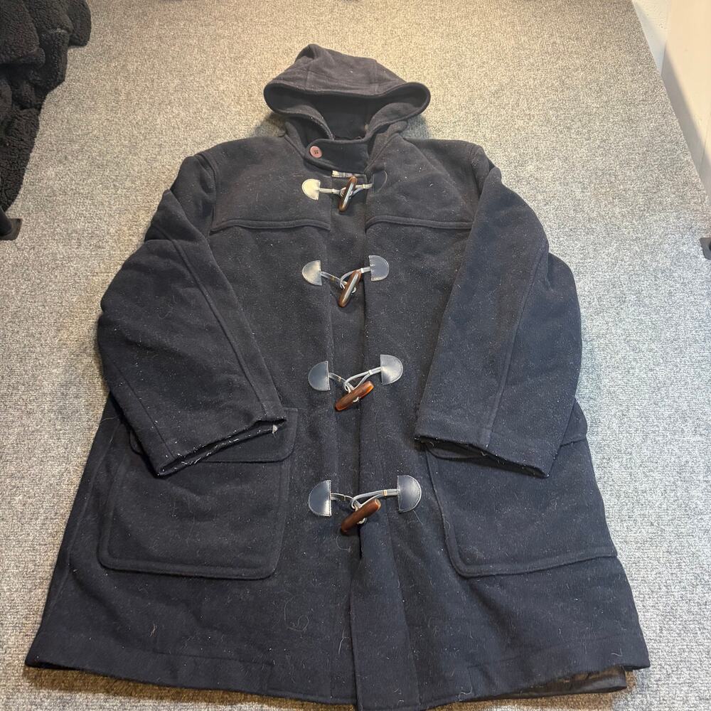 Marina Yachting VTG Blue Wool Hooded Duffle Coat Montgomery Toggle Jacket Men XL